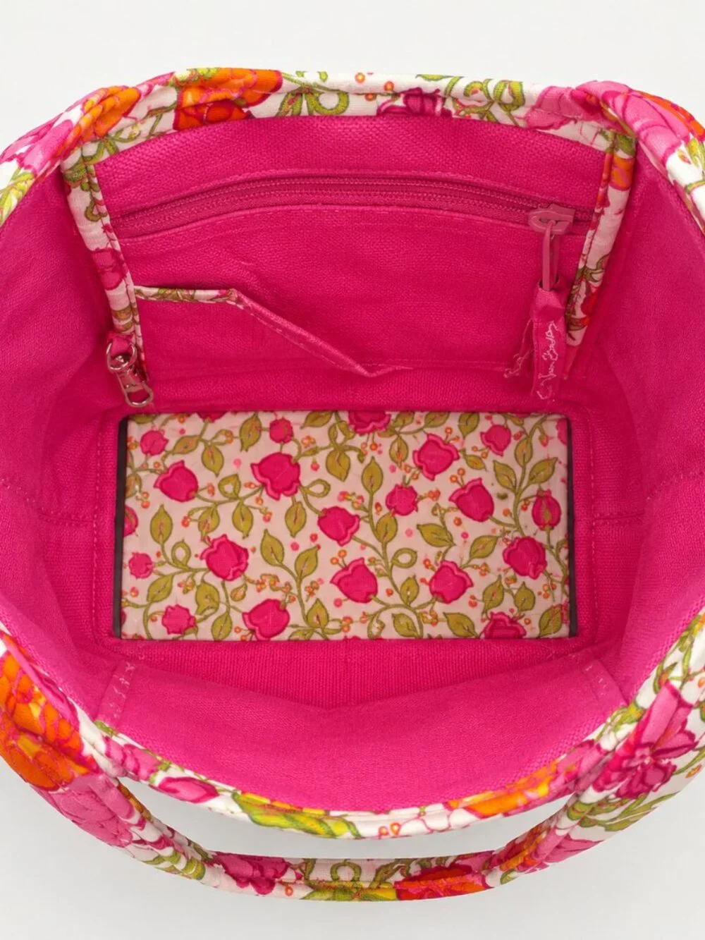 Vera Bradley Jazzy Blooms Colorblock Tote Pink Floral Canvas Prep Retired Print